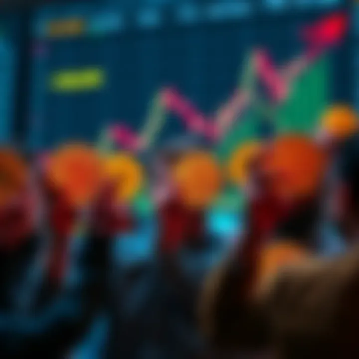 Group of people holding Bitcoin symbols, showing determination to keep their investments, with a backdrop of a market chart indicating a price drop to $30,000