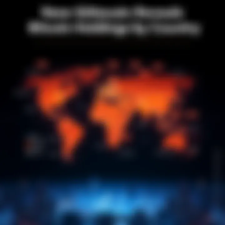 A map showing the distribution of bitcoin holdings across various countries, highlighting differences in cryptocurrency investments.