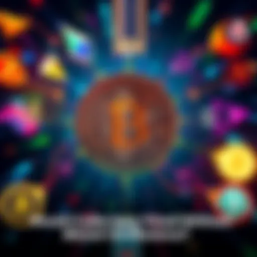 A visual representation of Bitcoin with arrows pointing to various cryptocurrencies, symbolizing its influence on the crypto market.