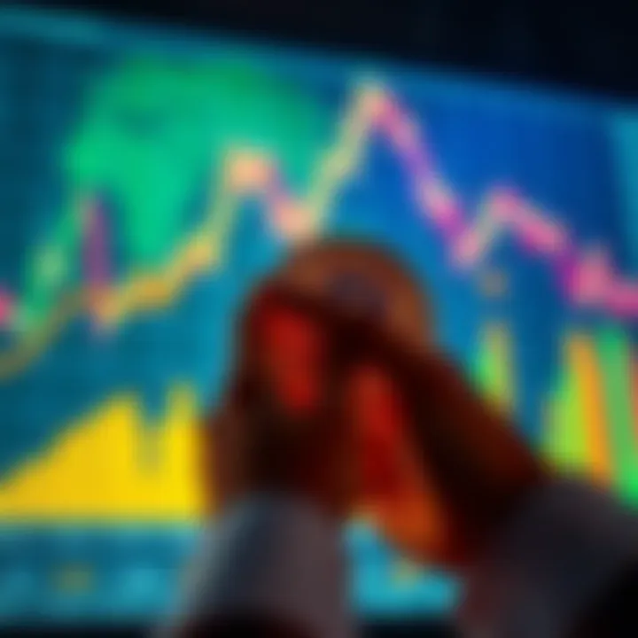 A person analyzing Bitcoin trends on a digital chart with a background of rising inflation indicators