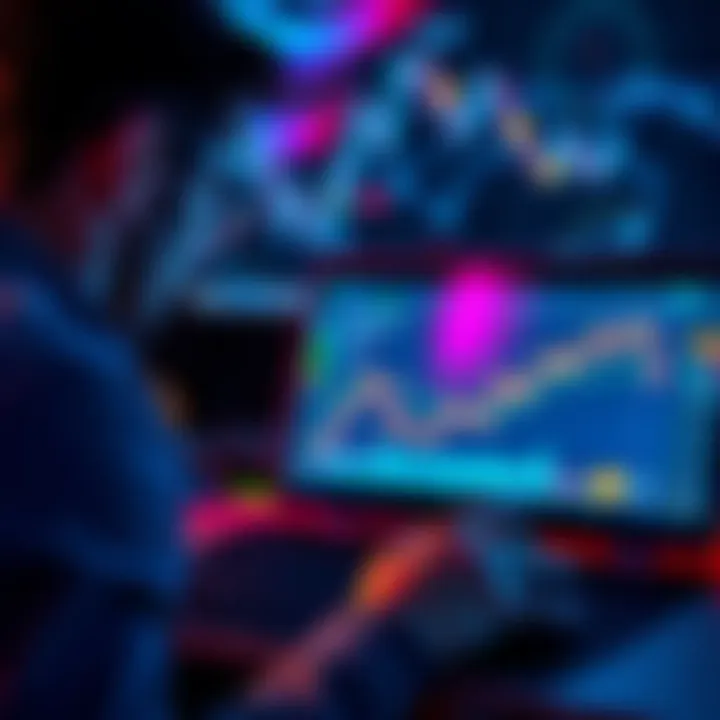 A person looking at a bitcoin chart on a laptop, symbolizing financial growth and attractiveness through investment.