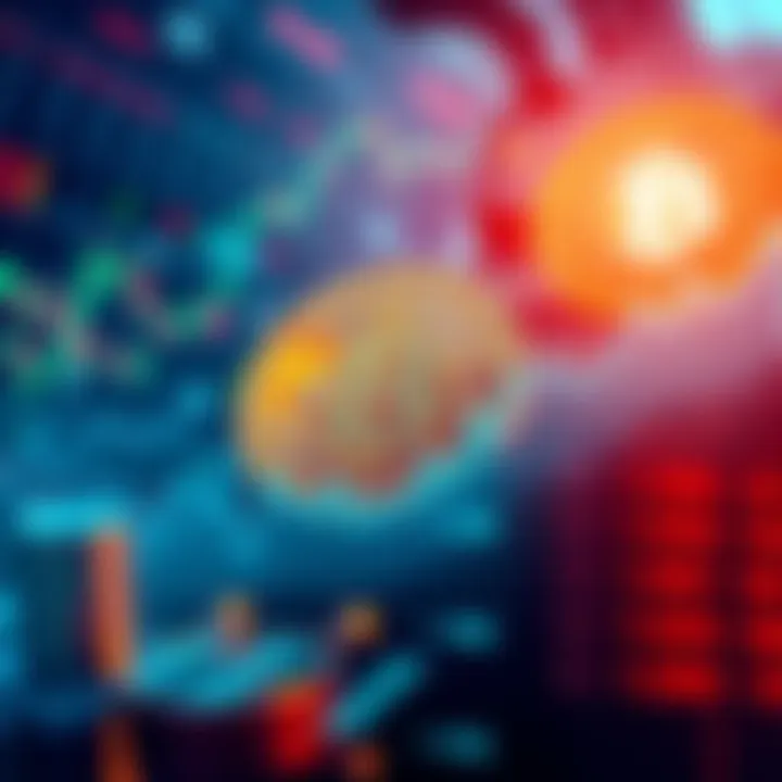 A visual representation of Bitcoin with mining graphics and market trend charts showing potential long-term gains.