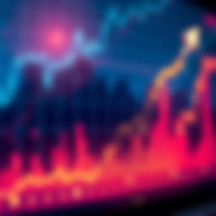 A chart showing Bitcoin price trends with upward and downward movements, symbolizing market volatility and investment decisions.