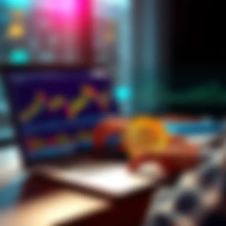 A person analyzing Bitcoin charts and trends on a laptop, considering investment options in cryptocurrency.