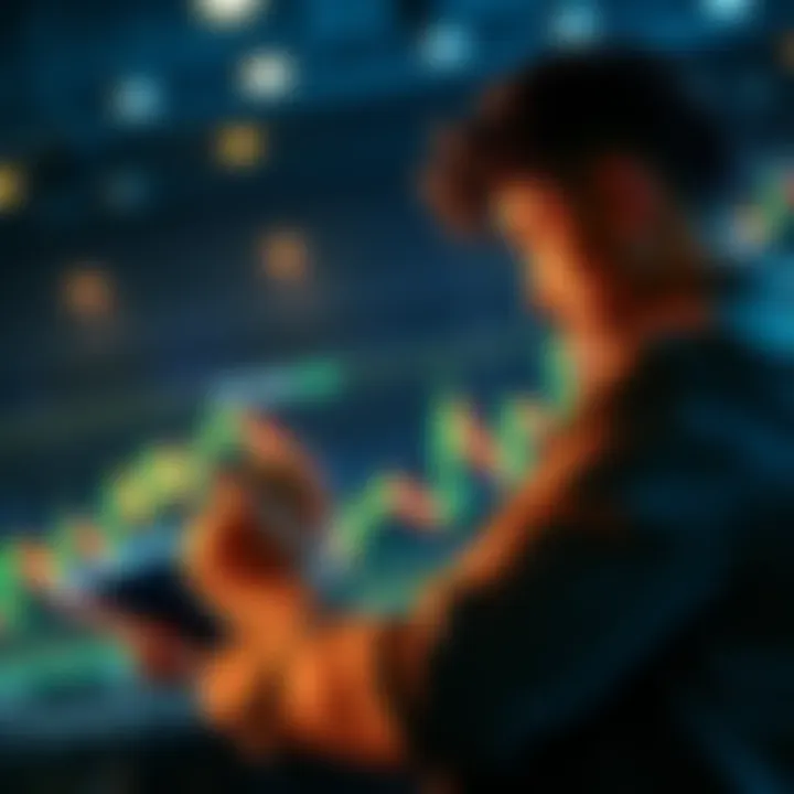 A small-time investor looking at a Bitcoin chart, contemplating investment options during a market dip.