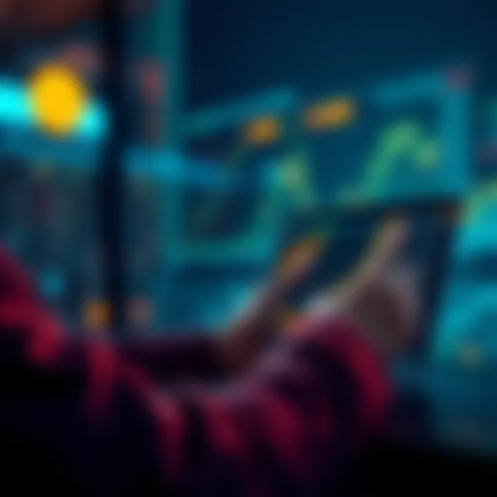 A person looking at rising Bitcoin prices on a laptop, showing potential profit from investment