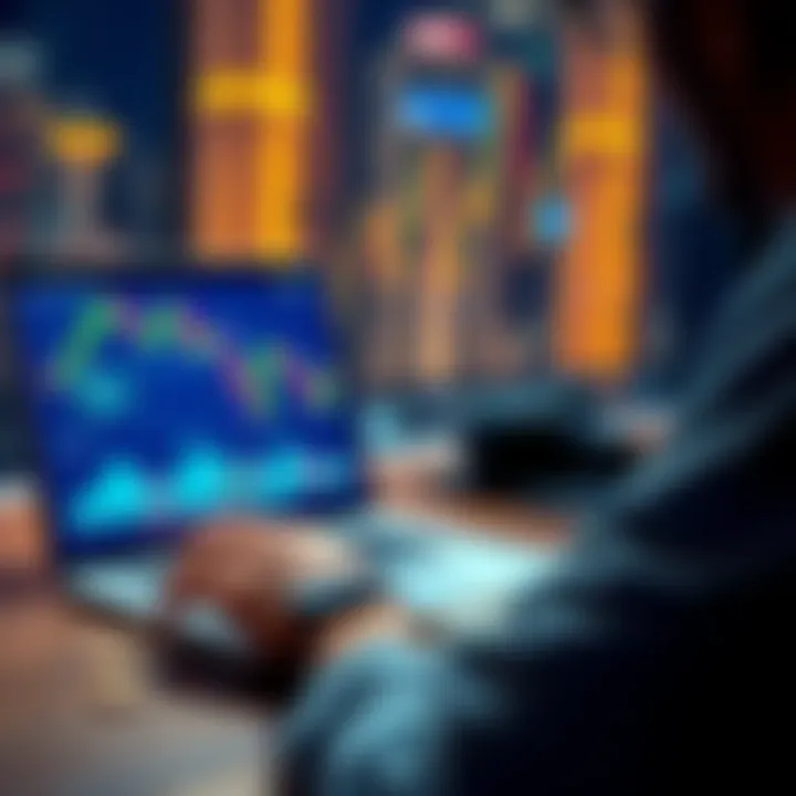 A person looking at Bitcoin charts on a laptop, with a small amount of cash beside them, symbolizing the start of their investment journey.