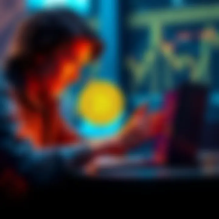 Bitcoin Investment Opportunity A person examining a Bitcoin transaction on their laptop with a hopeful expression, symbolizing a potential investment return.