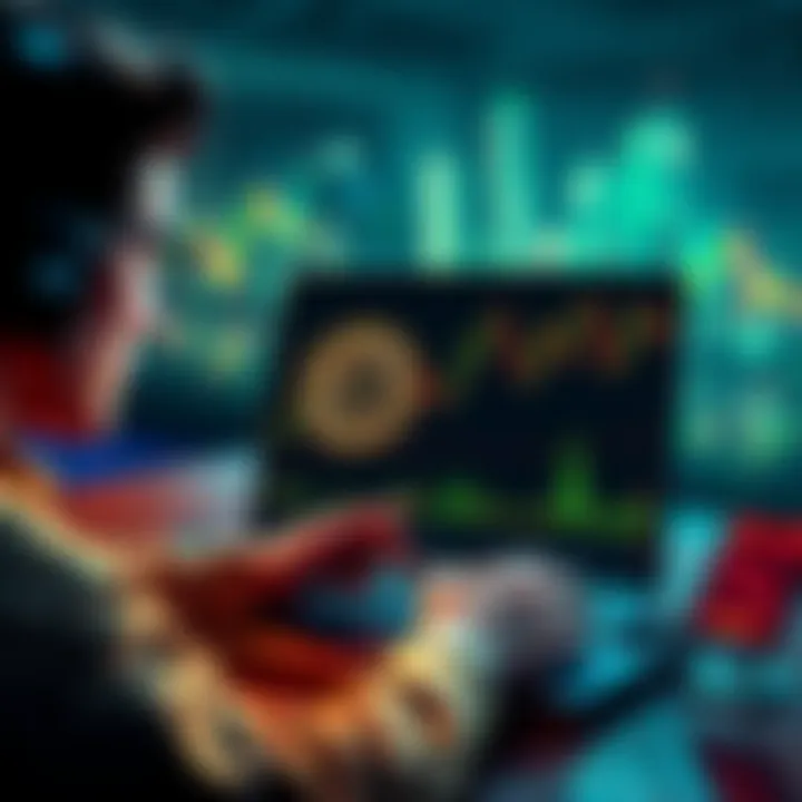 A person analyzing a Bitcoin chart on a laptop, contemplating investment decisions