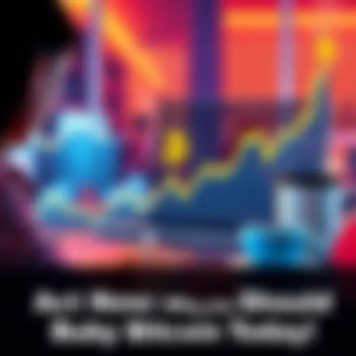 A person looking at a graph showing a rise in Bitcoin value, with a laptop and coffee on a table, symbolizing investment and financial growth.