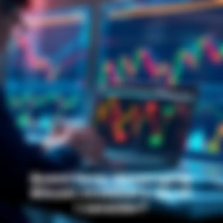 A person analyzing Bitcoin market trends with a laptop and charts