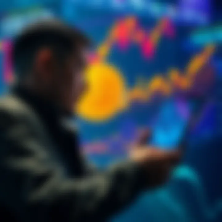 A person analyzing Bitcoin investment graphs while considering monthly contributions.