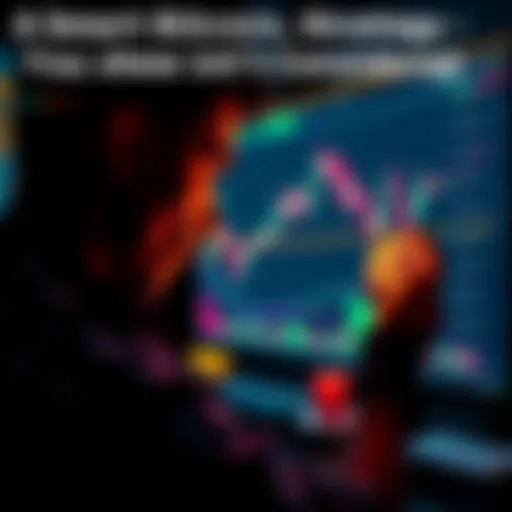 A person analyzing Bitcoin price charts with a chart showing significant price drops and a buying signal highlighted.