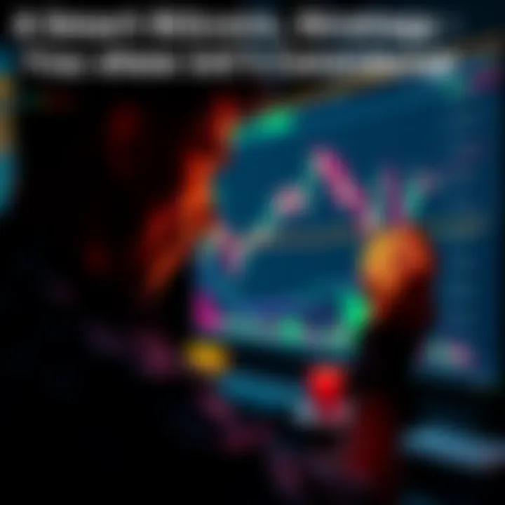 A person analyzing Bitcoin price charts with a chart showing significant price drops and a buying signal highlighted.