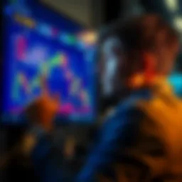 A person looking at a Bitcoin chart on a screen, considering their investment strategy with a thoughtful expression.