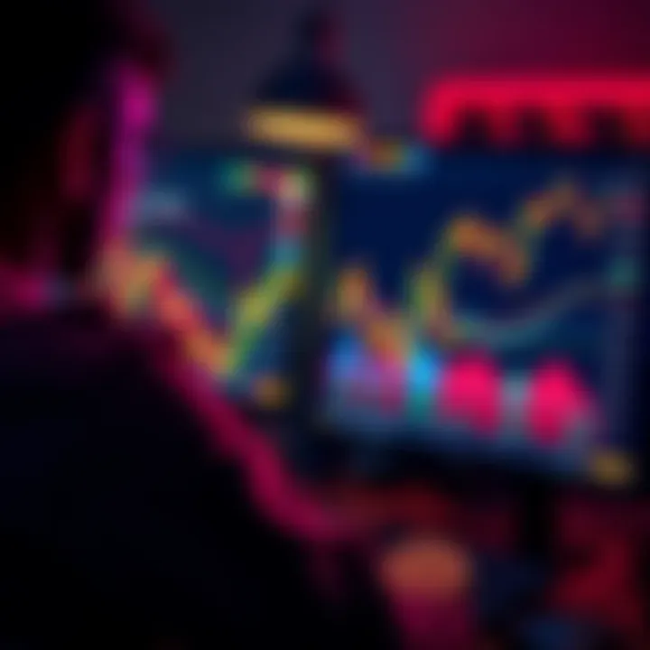 A person analyzing Bitcoin price charts on a computer screen, looking for optimal buying times.