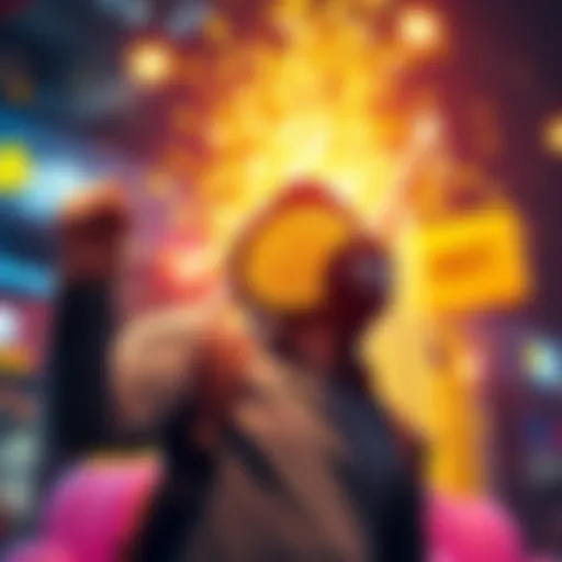 A happy investor celebrating their Bitcoin journey with a graph showing price increase above 1 BTC