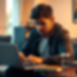 A Bitcoin investor looking concerned while checking cryptocurrency prices on a laptop in a home setting.