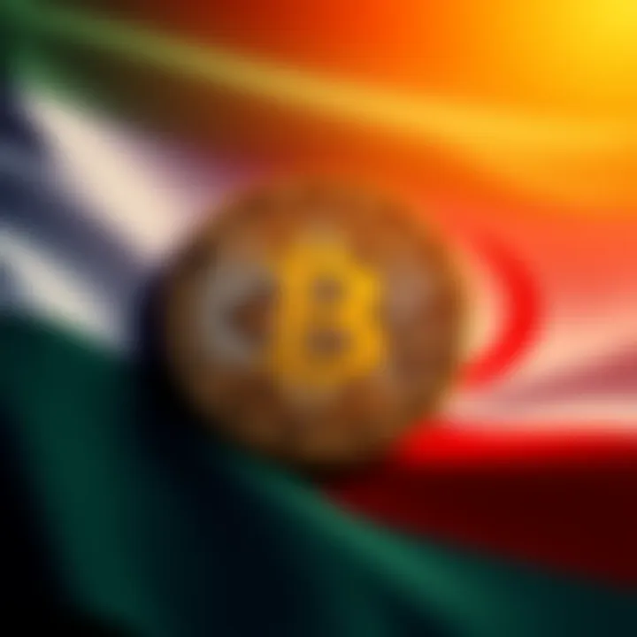 A Bitcoin symbol overlaying the Iranian flag, representing the acceptance of cryptocurrency in Iran for tax payments.