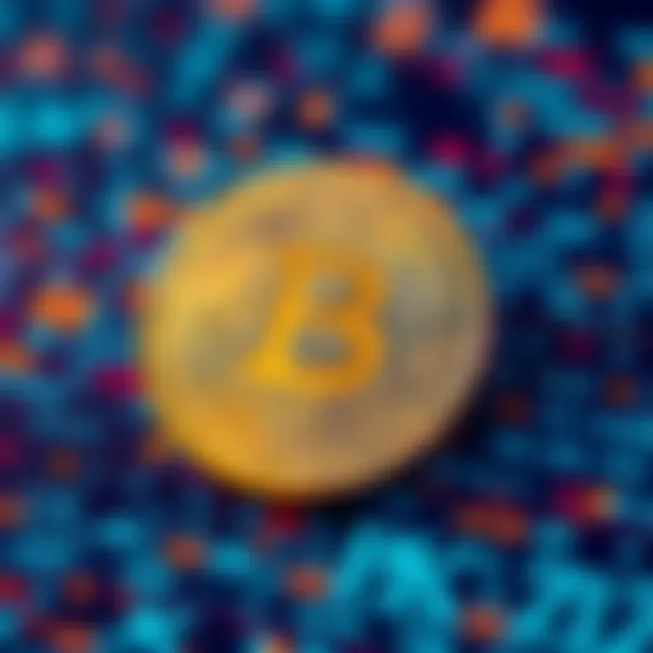 Visual representation of Bitcoin symbol with a digital ledger background, showcasing the concept of money as information tracking value.