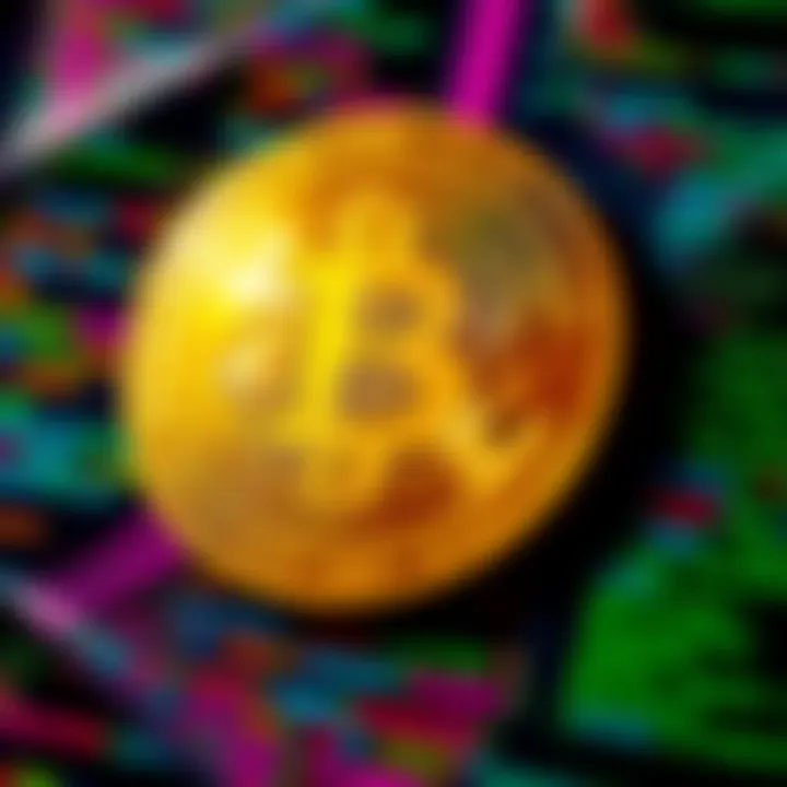A close-up of the Bitcoin logo surrounded by lines of computer code, symbolizing the open-source aspect of Bitcoin and its maintenance on GitHub.