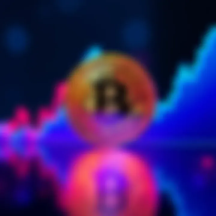 Bitcoin Symbol with Market Graph A Bitcoin symbol in front of a rising market graph, representing stability in a chaotic market.