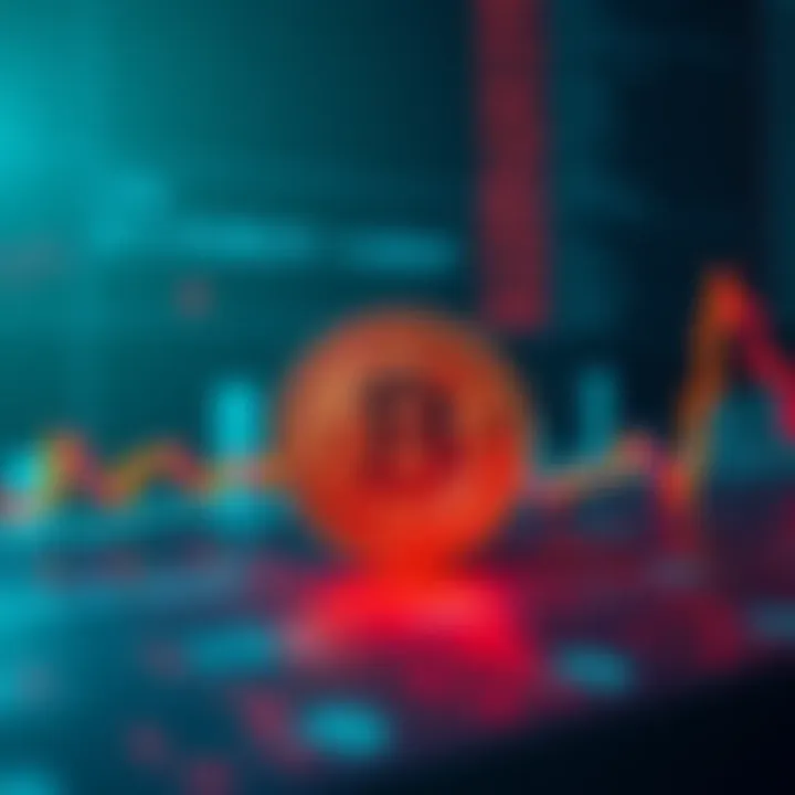 A graphic showing a declining Bitcoin price chart against a backdrop of rising inflation indicators, symbolizing doubt among investors.