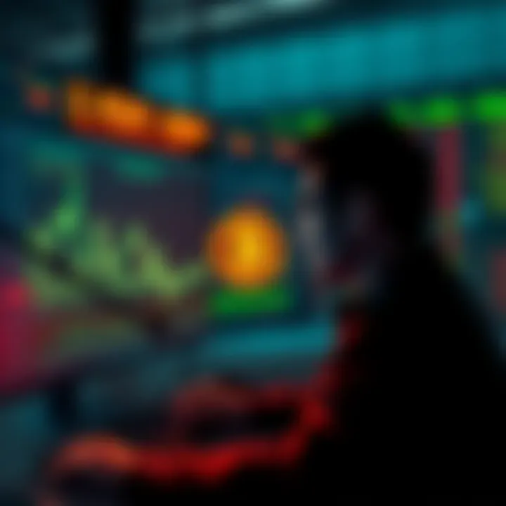 A Bitcoin trader reflects on market changes, showing a graph with rising trends and institutional logos, symbolizing new investment.