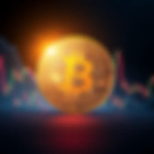 A visual of the Bitcoin symbol surrounded by fluctuating market trend lines, representing its current stability in a volatile market.