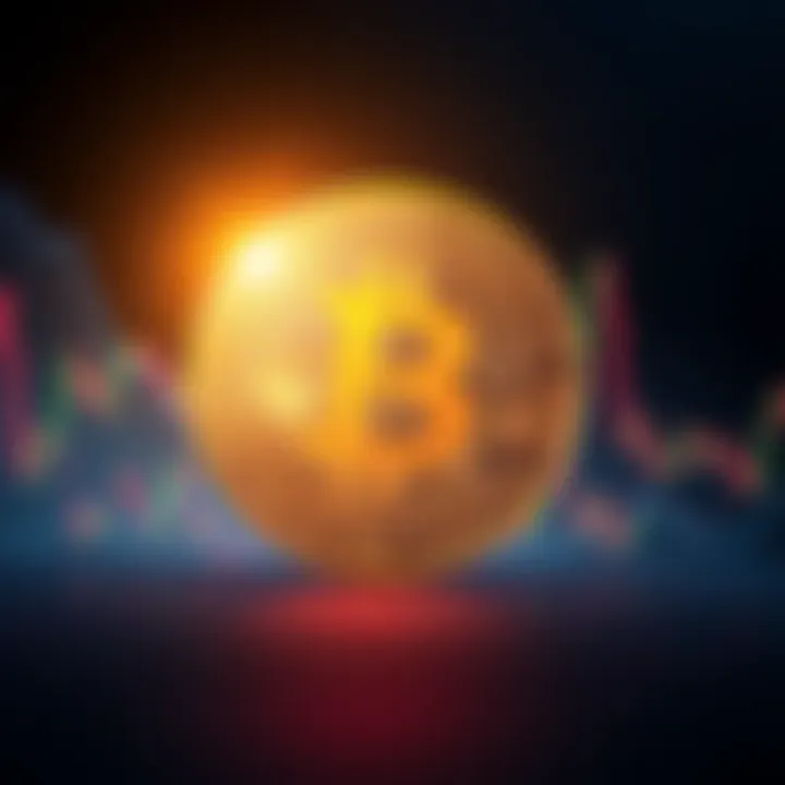 A visual of the Bitcoin symbol surrounded by fluctuating market trend lines, representing its current stability in a volatile market.
