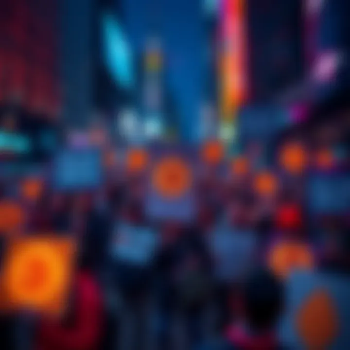 Bitcoin Maxis Rally Bitcoin enthusiasts hold signs urging the SEC to ban all altcoins, gathered in a public space with Bitcoin logos visible.