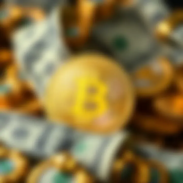 Bitcoin Milestone A historical representation of Bitcoin with a dollar bill symbolizing the moment when $1 could buy 500 Bitcoins.