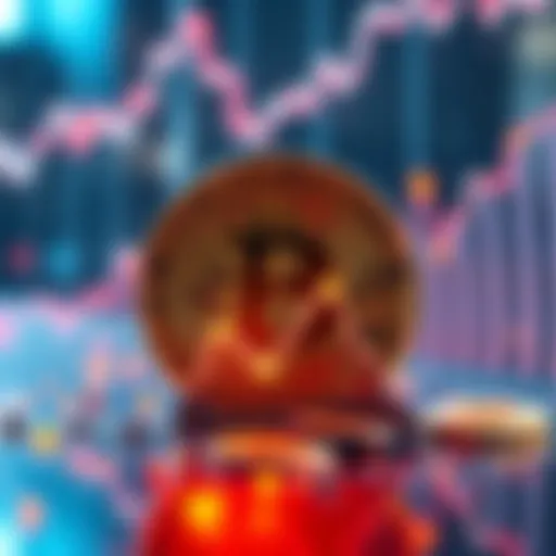 Bitcoin symbol with a graph showing rising values, representing the achievement of 20 million BTC issued.