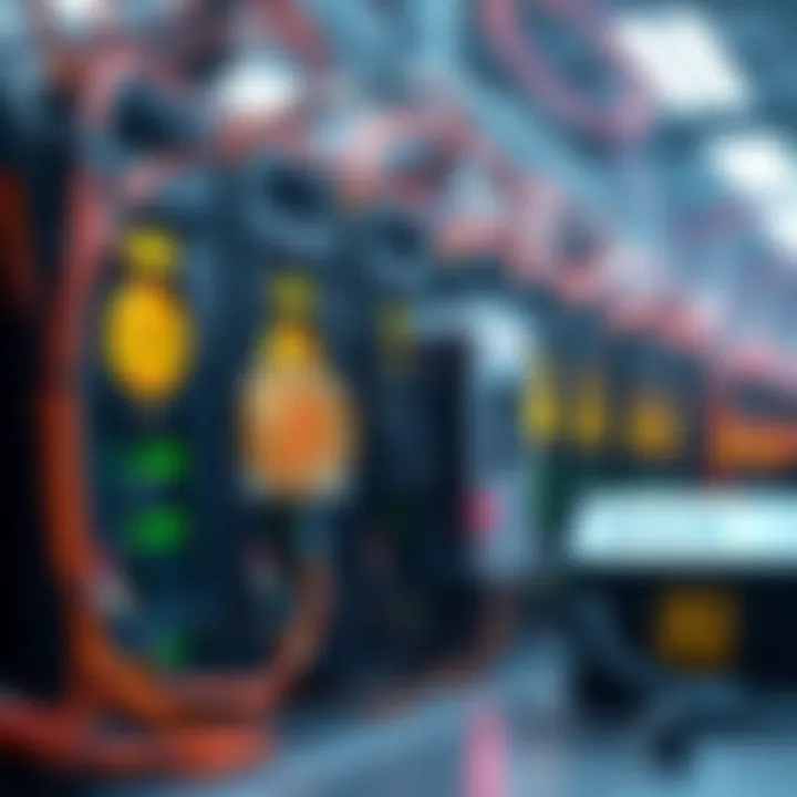 A graphic showing Bitcoin mining equipment being replaced with AI technology, symbolizing the shift in mining focus.