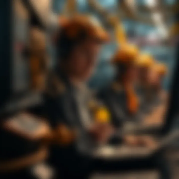 A group of Bitcoin miners looking worried as they monitor their equipment amidst rising costs and falling profitability.