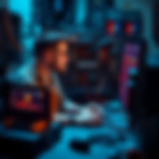 A novice miner working with a computer and Bitcoin mining hardware, analyzing profitability and costs.