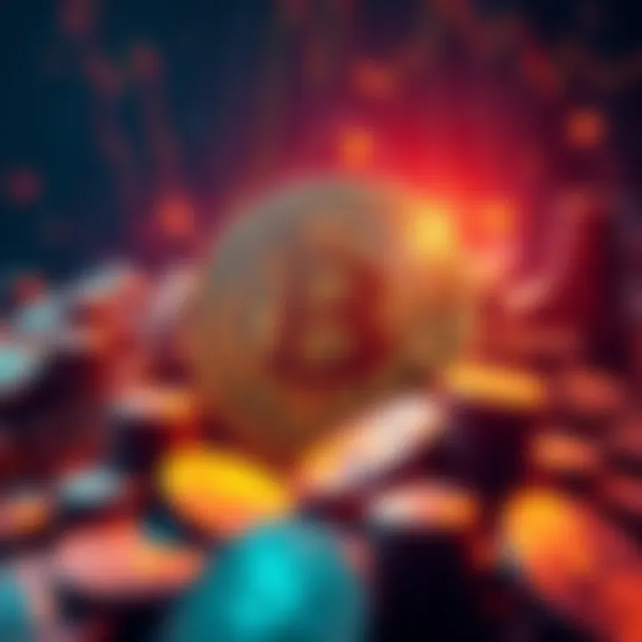 Bitcoin Movement Illustration Visualization of Bitcoin transactions showing a large volume of coins changing hands, reflecting recent market activity.