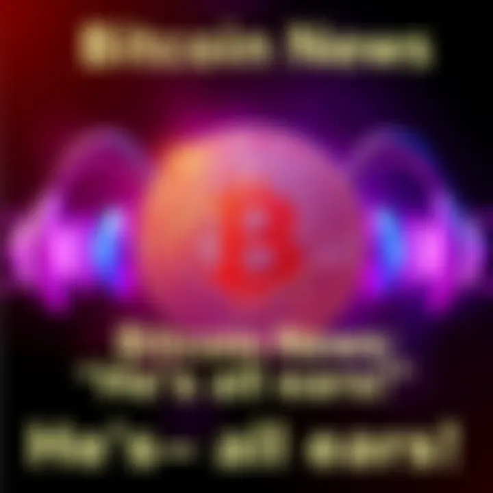 A visual representation of the bitcoin logo with ears symbolizing listening, alongside the phrase 'He's all ears!'.