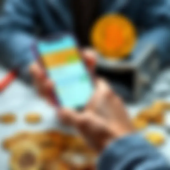 A person holding a smartphone showing a Bitcoin wallet app, with physical Bitcoin coins scattered on a table, emphasizing the importance of Bitcoin ownership.