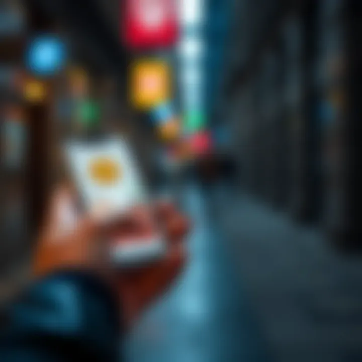 A person making a payment with Bitcoin on a smartphone, displaying a Bitcoin wallet app and a QR code for payment.