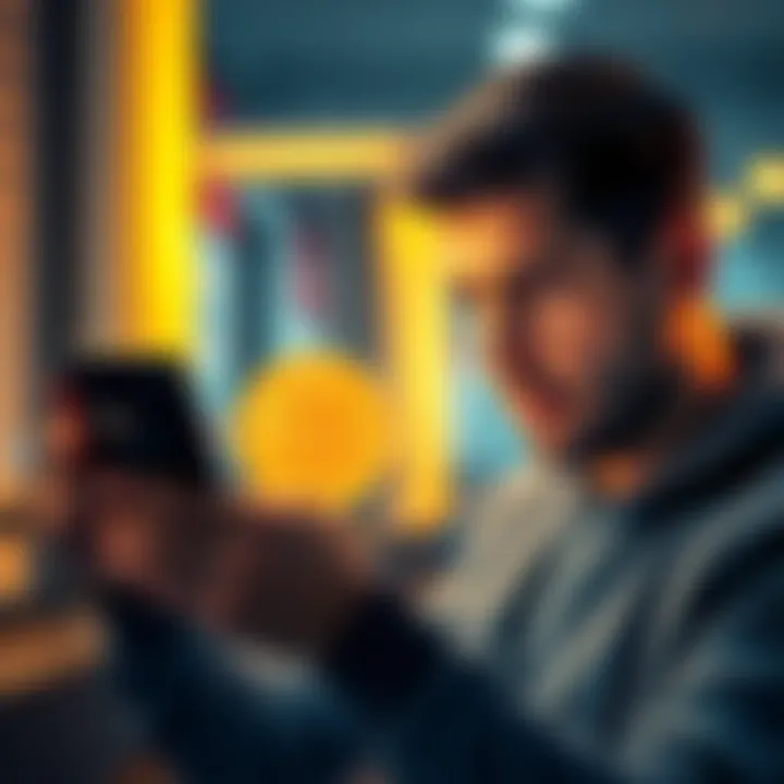 Person looking confused while checking Bitcoin transactions on a smartphone