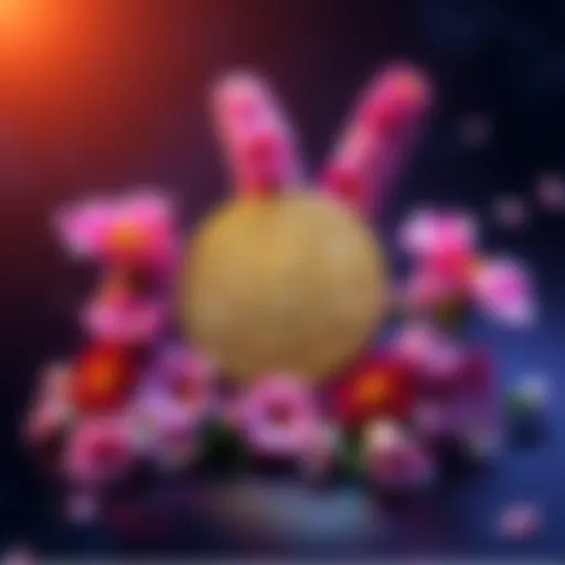 A Bitcoin symbol surrounded by a peace sign made of flowers, representing harmony and positivity.