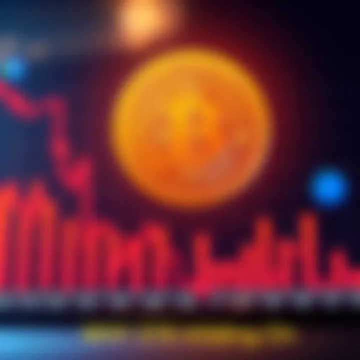 Bitcoin Price Chart A chart showing the decline of Bitcoin prices with a symbolic representation of holding onto investments