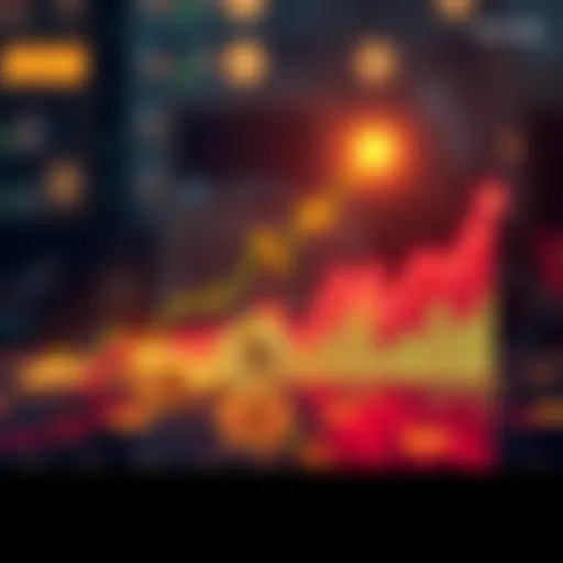 A simple chart showing the upward trend of Bitcoin prices with bright colors to signify growth and potential.