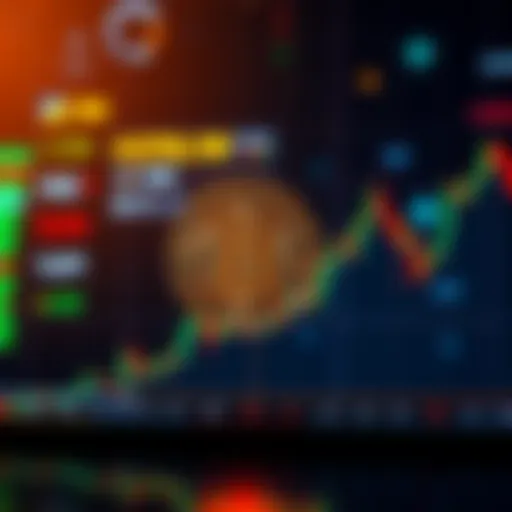 A graph showing Bitcoin's price decline to around 60K while stock prices rise.