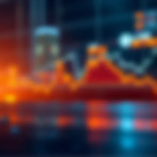 A line graph showing a significant drop in Bitcoin's price after a recent surge, with markers indicating key points of interest.