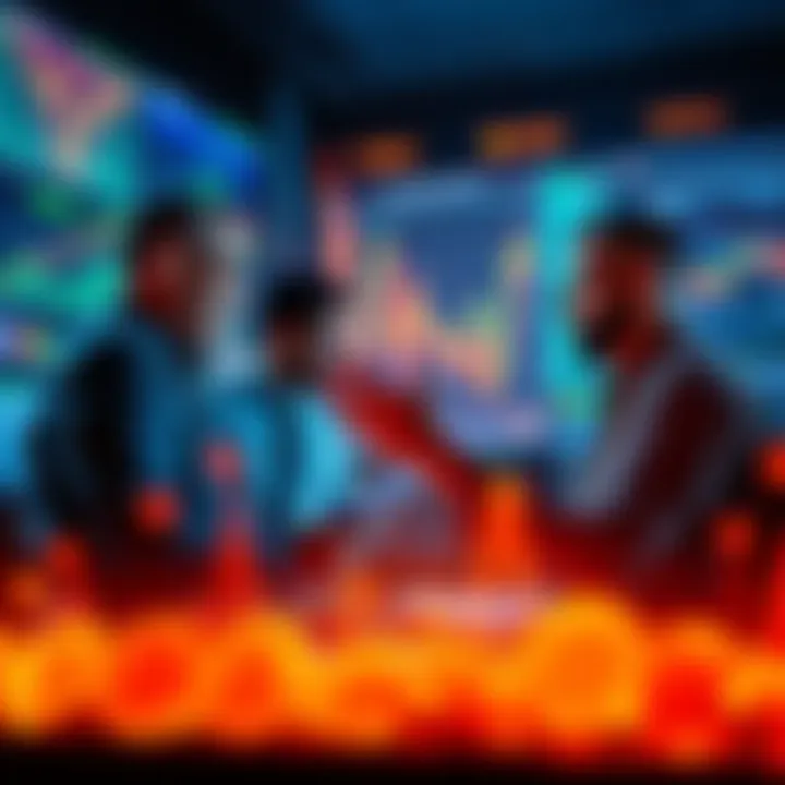 Traders analyzing Bitcoin price trends with charts and graphs in a financial setting