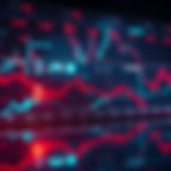 Graph showing a significant decline in Bitcoin prices, with a downward trend line and red markers indicating panic selling