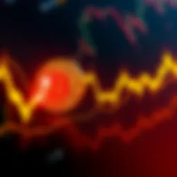 A downward trend line on a Bitcoin price chart showing a drop below the 200-week simple moving average, with investor reactions