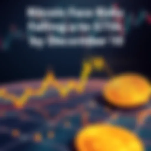 Graph showing Bitcoin dropping in value with a downward trend, highlighting a potential fall to $75k